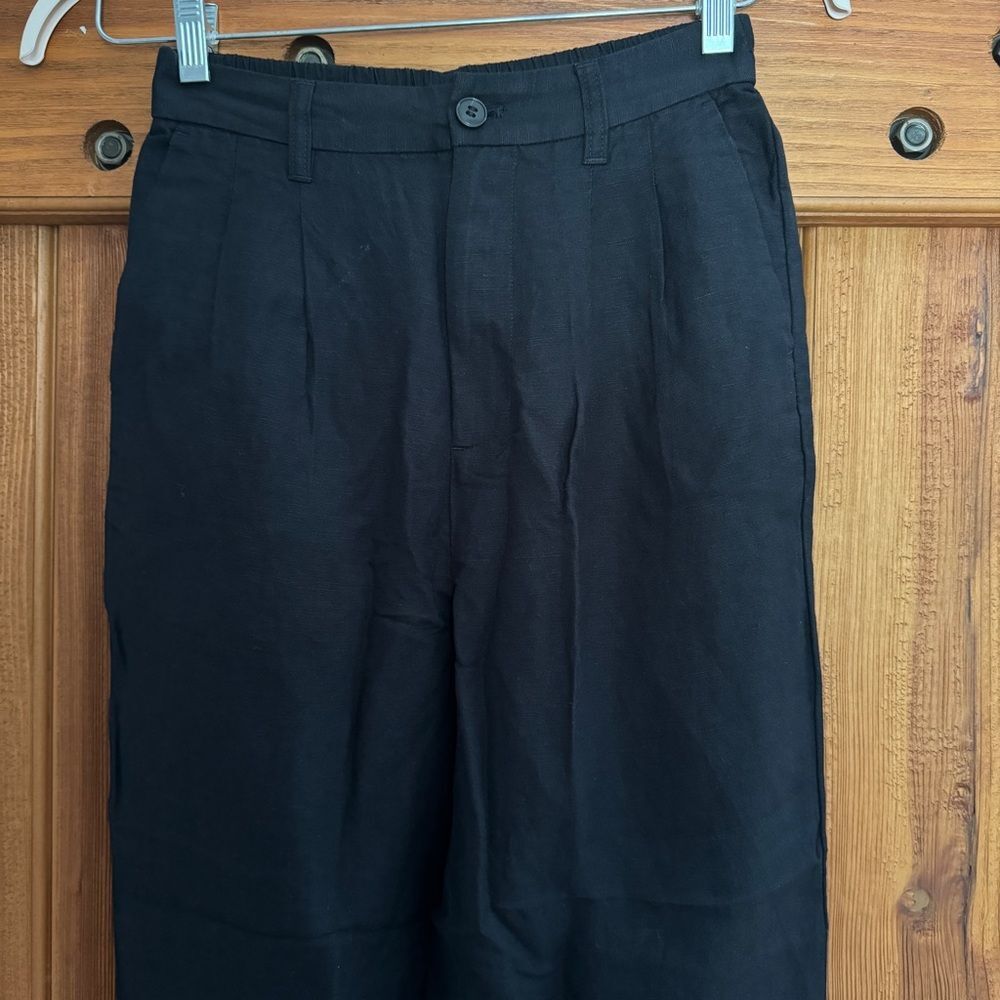 Madewell‎ | Women's The Tailored Tapered Pant in Linen-Blend - Black, Size 00T - Picture 4 of 10